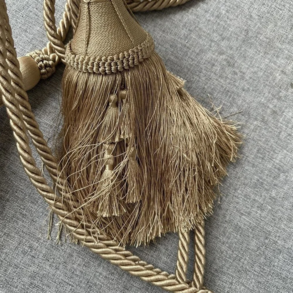 Set of 2 Curtain TiebackTASSEL Rope Cord Gold Thick